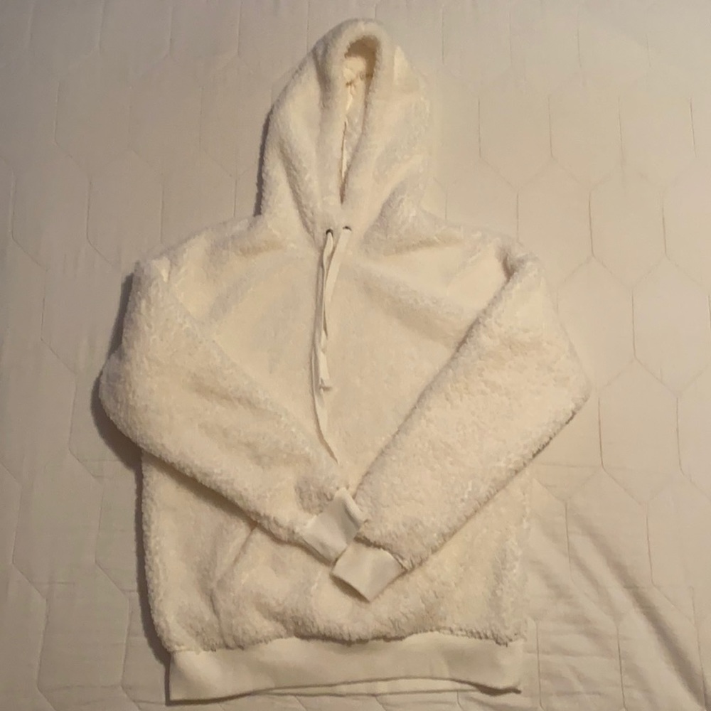 White fuzzy hoodie
